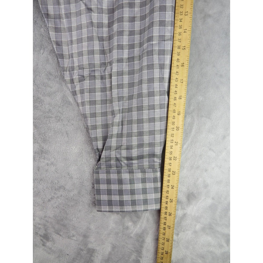 Brandolini Shirt Mens XXL 18.5‎ 47 Grey Check Dress Button Down Long Sleeve - Picture 8 of 9